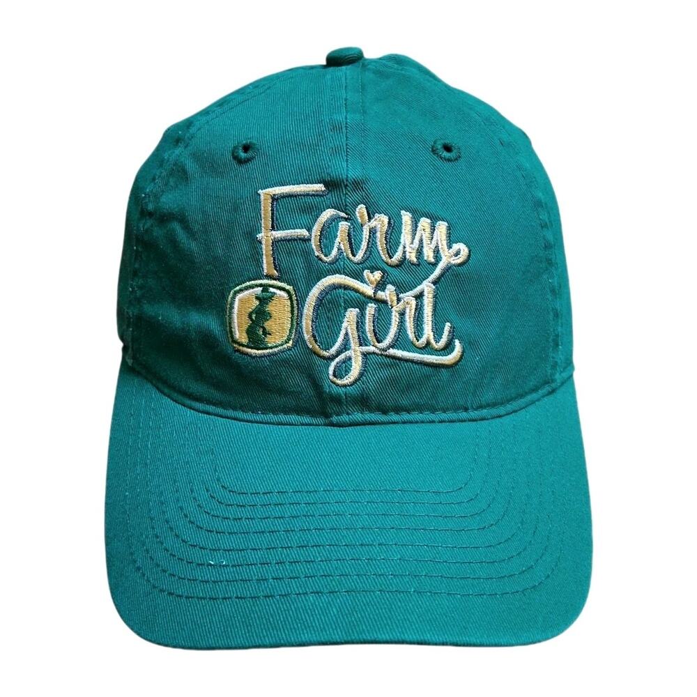 Farm Girl Hat Green Yellow Script Baseball Cap Cute